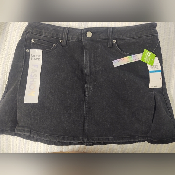 Black Denim Mini Skirt - Picture 1 of 6
